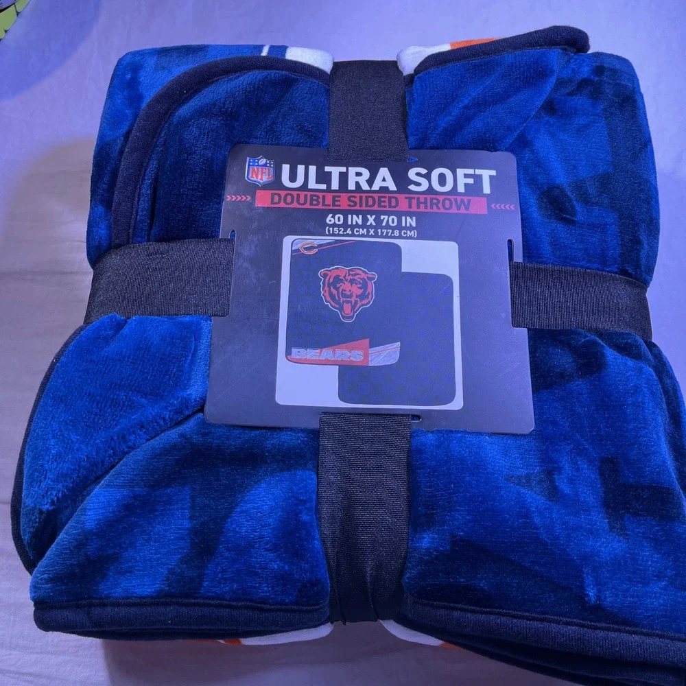 NFL Chicago Bears Throw Blanket Blue NEW Ultra Soft Double Sided 60x70 inches